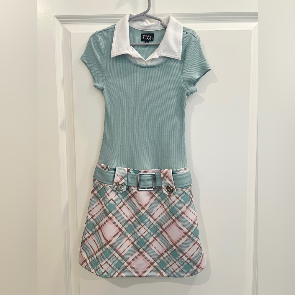 lilt Mint Ribbed Knit Top with White Collar